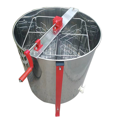 kopen 4 Frame roestvrij staal handmatige honing extractor met inwendige manden extraheren honing uit honingstal in twee richtingen online vervaardiging