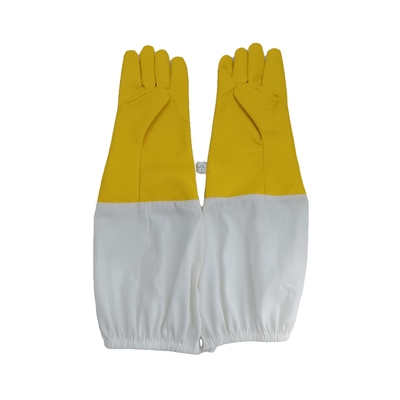 kopen Gele Pu-Handschoenen voor Imkerij met de witte handschoenen van de de Imkerijveiligheid van de doekkoker met lang manchet online vervaardiging