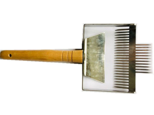 kopen 23 naaldenroestvrij staal Dubbel Geleid Honey Uncapping Fork met houten handvat online vervaardiging