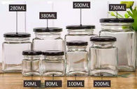 De klassieke Vierkante Jam Honey Jar And Spoon 50ml-730ml van de Suikergoed Plantaardige Salade met Schroefdeksel
