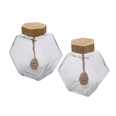 kopen 220ML Flessen van de Saus de Duidelijke Honey Jar Hexagon Glass Honey van de glasjam online vervaardiging