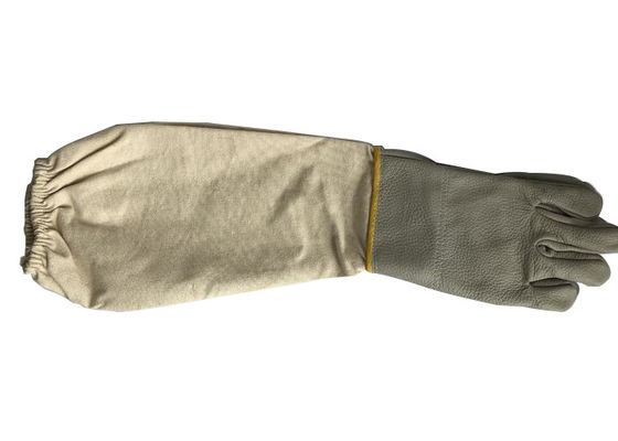 Hoge kwaliteit witte bijenhandschoen van koeienhuid met dikke manchet